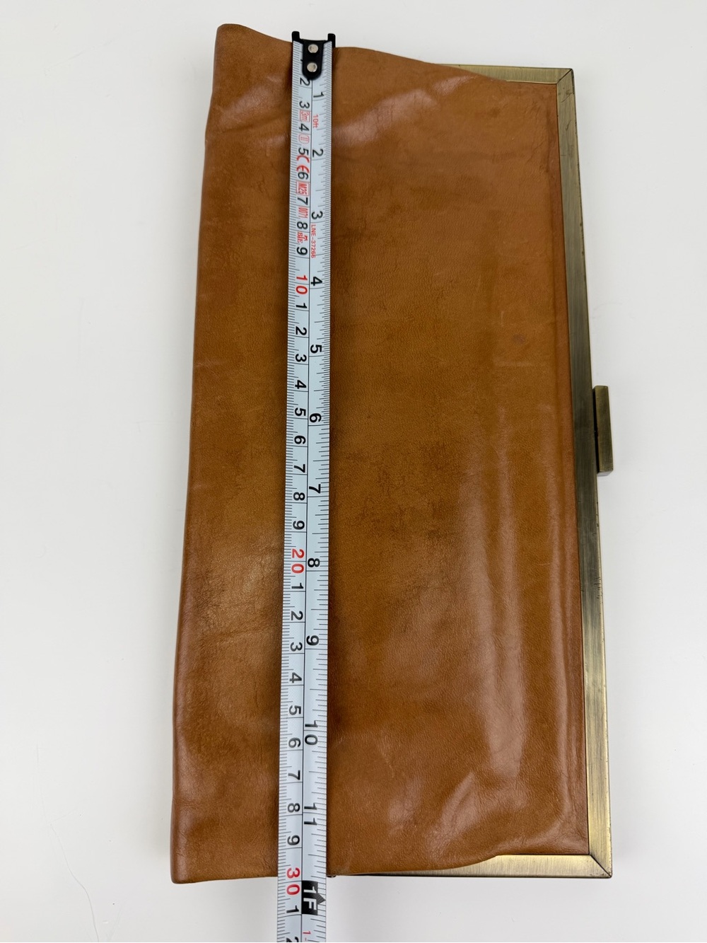 HOBO Y2K Cognac Leather Frame Clutch Quiet Luxury Purse - Picture 9 of 10
